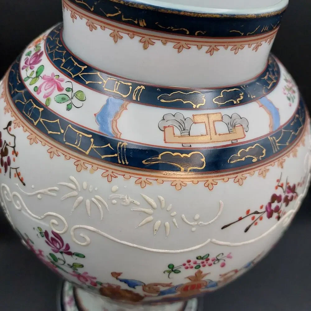 Antique Samson Paris Armorial Porcelain Vase Chinese Export Style Famille Rose